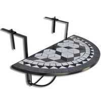 mesa de jardin  mesa de balcon colgante mosaico negro y blanco