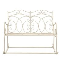 banco de jardin  silla de jardin metal blanco envejecido 104 cm
