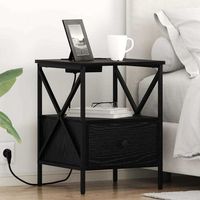 armario de noche 2 uds - dormitorio - madera de ingenieria - roble negro 415x405x55cm
