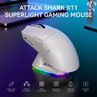 raton inalambrico ligero para juegos attack shark x11 con carga de retroiluminacion rgb hasta 22k dpi sensor optico paw3311 interruptor huyu