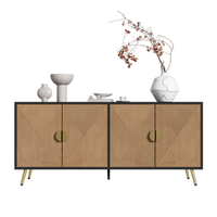 aparador - mueble para salon - mdf y tablero de particulas - negro y madera 160x40x75cm