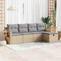 juego de sofas jardin con cojines 5 uds  juego de muebles de jardin ratan sintetico beige cfw76306