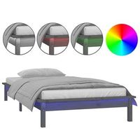 estructura de cama con led madera maciza gris 90x190 cm vidaxl