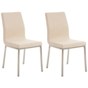 Set De 2 Sillas De Comedor Colmar De Tela Crema 50x40x88 Cm Clp