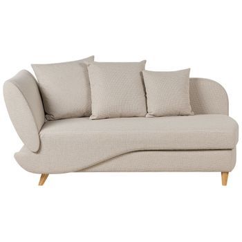 Chaise Longue De Tela Con Cojines Espacio De Almacenamiento Izquierdo Beige Meri Ii