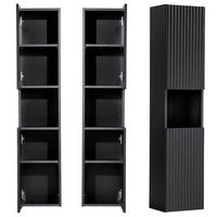 armario alto de pared para bano newport 140x30x25 cm - negro encasa