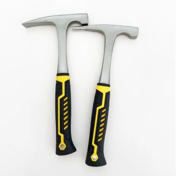 Martillo de selección de roca de acero rico en carbono, martillo de garra geológica totalmente de acero con mango de goma antideslizante, acabado cepillado, 1 ud.