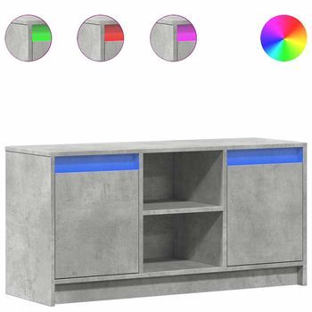 Mueble De Tv | Mueble De Salón | Gabinete De Tv Led Madera Ingeniería Gris Hormigón 100x34x50 Cm
