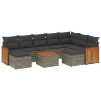 set de sofas de jardin 10 piezas con cojines ratan sintetico gris