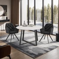 2 sillas de comedor 360 con reposabrazos y de terciopelo negro