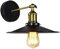 aplique de pared metalico vintage e27 60w color negro o28x245x26cm edm