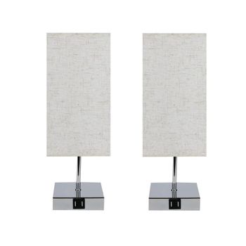 Massey - lámpara de mesa de tela, color plata, 13 cm, e27, set de 2