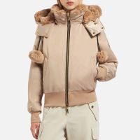 moose knuckles debbie shell faux fur bomber jacket - s