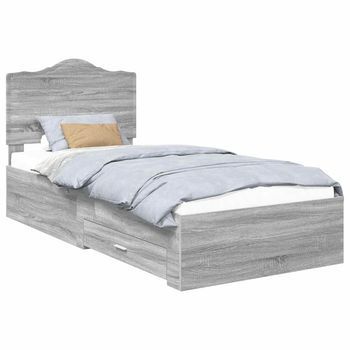 Estructura De Cama Gris Sonoma 90 X 200 Cm Madera De Ingeniería Vidaxl