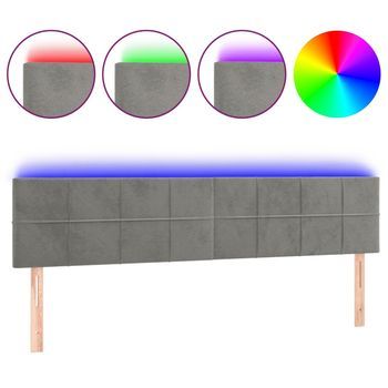 Cabecero，cabecero Cama，panel De Cabecera Con Led De Terciopelo Gris Claro 160x5x78/88 Cm