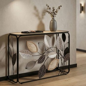 Consola de metal y madera multicolor 108x36,8x80 cm