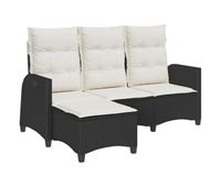 vidaxl sofa de jardin reclinable con cojines en forma de l ratan negro