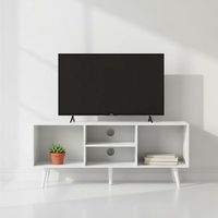 mueble auxiliar 4 compartimentos 110x29x47 cm mueble tv blanco de madera con estantes