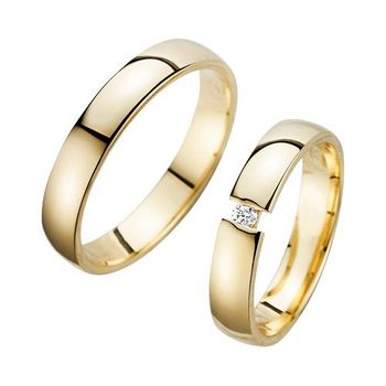 Alianzas de boda con diamantes anchura 4 mm