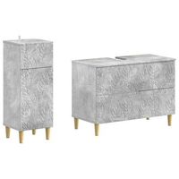 juego de gabinete de bano de 2 piezas delft gris hormigon vidaxl