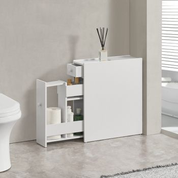 Mueble De Baño Kihniö Estrecho Aglomerado 58x16x48cm Blanco [en.casa]