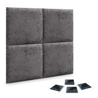 dhome juego de 4 paneles tapizados de lana ecologica pack autoadhesivos para pared acusticos absorbentes proteccion gris oscuro 50x50cm x4