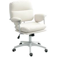 homcom silla de oficina ajustable en altura con cojin suave y cubierta de cuero sintetico ruedas flexibles y funcion de inclinacion   aosom espana