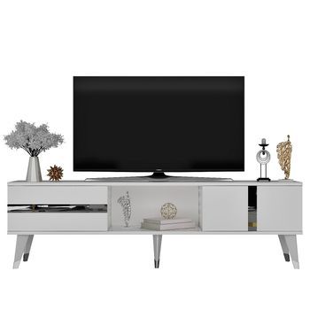 Mueble Tv Vania Blanco Plata