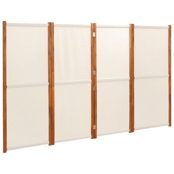 Biombo Divisor De 4 Paneles Blanco Crema 280x180 Cm Vidaxl