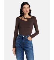 guess para mujer w5bp18kc7m2 top con abertura y hebilla marronmarron s casual viscosa manga larga