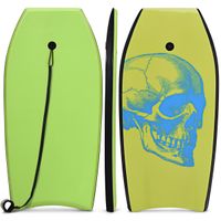 costway bodyboard con nucleo tabla de surf en eps superficie en xpe base en hdpe ligero con correa para deportes acuaticos verde 104 x 51 cm
