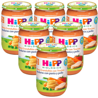 hipp tarrito de verduras con pasta y pollo bio 12m 6x220 gr