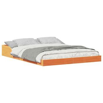 Cama Matrimonial | Cama Para Adulto | Estructura De Cama Marrón Cera 140 X 190 Cm
