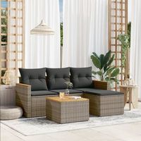 conjunto de sofas jardin con cojines 5 uds  mueble jardin mesa y sillas ratan sintetico gris cfw969529