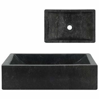 Lavabo De Baño Moderno | Lavabo De Mármol Negro Con Brillo 45x30x12 Cm