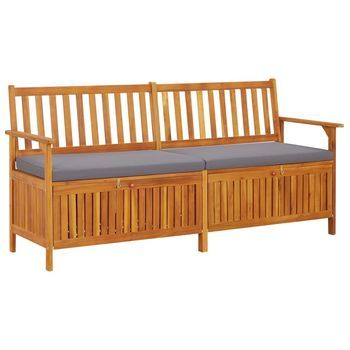 Banco De Almacenaje Con Cojín Madera Maciza De Acacia 170 Cm Vidaxl