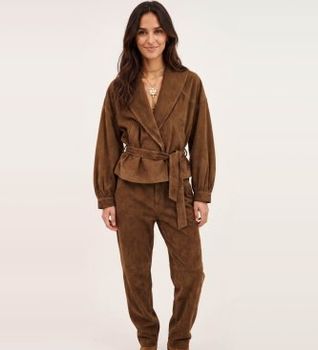 BA&SH para mujer. 1H26MANO chaqueta de ante Manon marrón (36), Casual