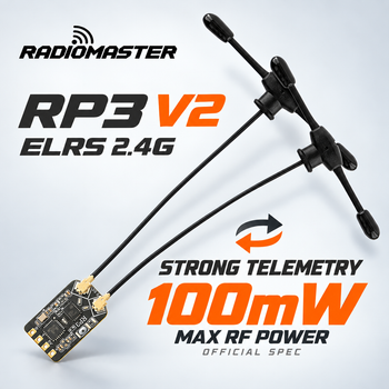 Receptor RadioMaster RP3 ELRS 2.4GHz True Diversity con Doble Antena ExpressLRS RX de Alta Potencia 100mW para Drones de Carreras FPV, Nuevo