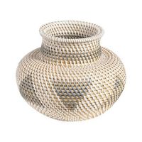 jarron de ratan blanco gris natural beige 22 cm hecho a mano flores asahan