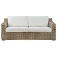 sofa 2 plazas de ratan natural cojines blancos ardea