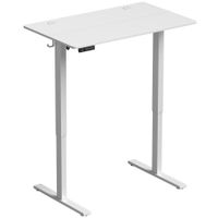 homcom escritorio elevable electrico 100x60 cm con 3 memorias pantalla led 2 ganchos y 2 pasacables blanco   aosom espana