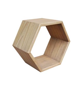 Estante de pared hexagonal de madera beige 40x40 cm