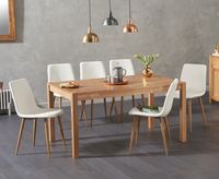 oxford 150cm solid oak dining table with helsinki faux leather chairs