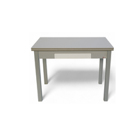 mesa de cocina extensible carmen elaborada artesanalmente con melamina blanca y plata 100164x60x75cm