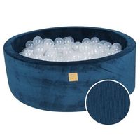 piscina de bolas 90x30cm200 bolas terciopelo y pana azul marino transparente meowbaby
