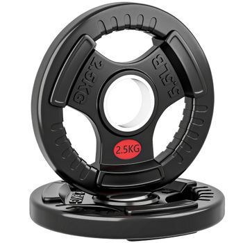 SPORTNOW Set de Discos 2x2.5 kg con Orificio de 5 cm y 3 Agarres, Acero con Revestimiento de Plástico, Negro   Aosom España
