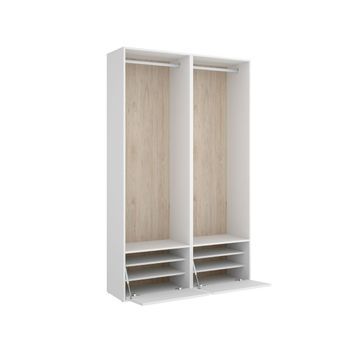 Armario Vestidor Suit 2 Módulos + 2 Barras + Zapatero Blanco/natural 205x120x45 Cm