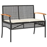 banco de jardin  banco de exterior  silla de jardin con cojin ratan sintetico negro y madera acacia