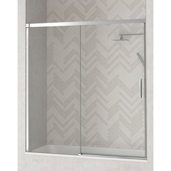 Mampara Frente De Bañera De 1 Fijo - 1 Puerta Corredera Cromo | Cristal 6mm Con Antical | 140-180cm | Transparente - Cromo Brillo - Transparente 170 Cm (adaptable 164-169cm)