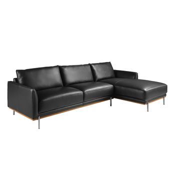 Sofá Chaise Longue Derecha Piel Negro Angel Cerdá 6197 295x160x83